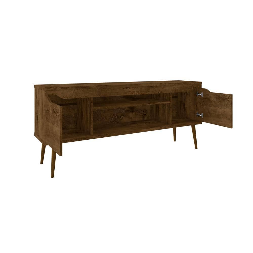 Rustic Brown Solid Wood TV Stand with Cabinets