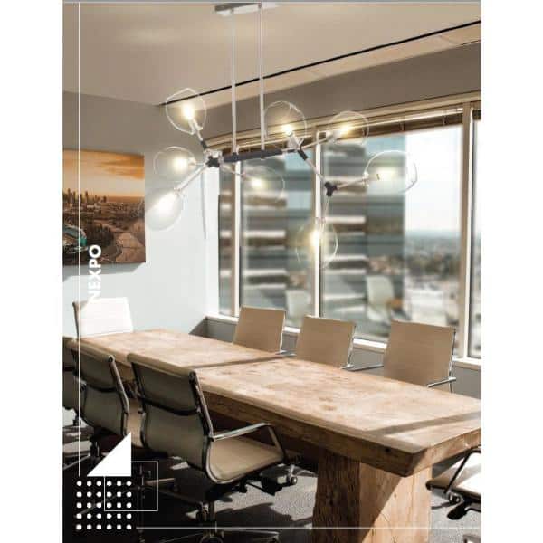Nexpo 8-Light Brushed Nickel Chandelier with Clear Glass Shade