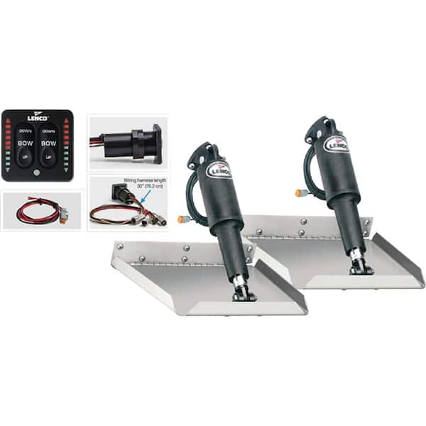 LENCO 12 in. x 12 in. Edge Mount Electric Trim Tab Kit With LED Indicator Switch