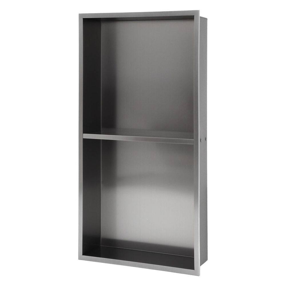 13 in. W x 25 in. H x 3.94 in. D Stainless Steel Shower Niche Double Shelf in Gunmetal Black with Leak-Free Waterproof price history on PriceWatchPro