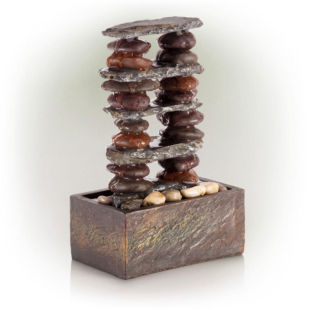 12 in. Tall Indoor/Outdoor Eternity Tabletop Stacked Stone Water Fountain
