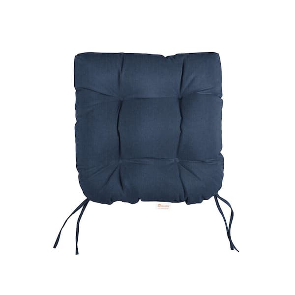 SORRA HOME Sunbrella Spectrum Indigo Tufted Chair Cushion Round U-Shaped Back 19 x 19 x 3