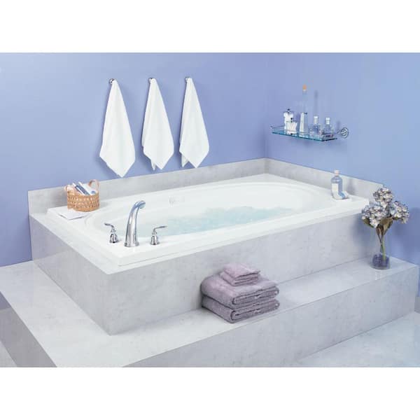 Aquatic Alydar I 60 in. Acrylic Reversible Drain Rectangular Drop-In Soaking Bathtub in Biscuit