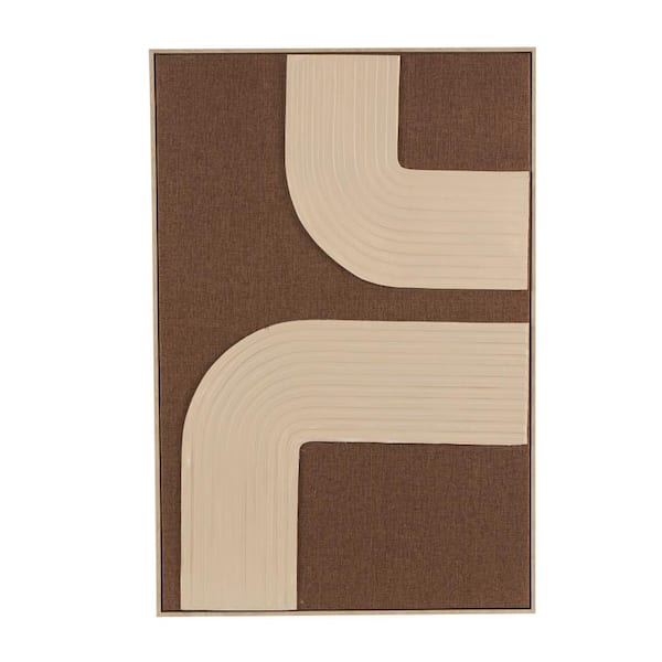 Novogratz 1-Panel Geometric Framed Wall Art Print with Tan Layered Arches 49 in. x 33 in.