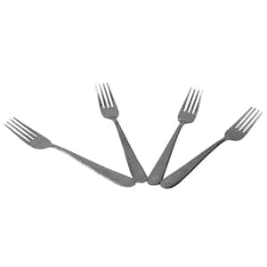 Hammered Finish Silver 18/0 Stainless Steel Dinner Fork Set (Set of 4)