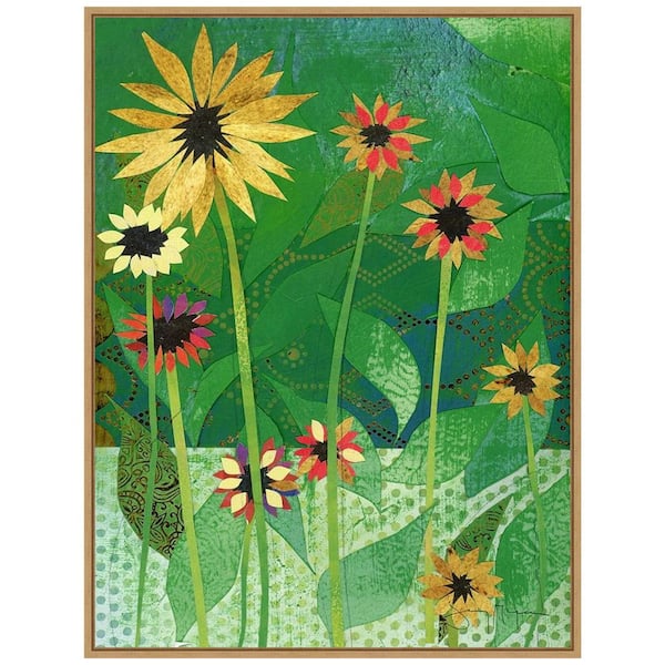 Amanti Art "Sunflowers" by Jenny Mcgee 1 Piece Floater Frame Canvas Transfer Architecture Art