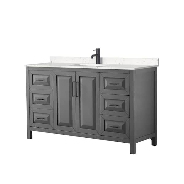 Daria 60 in. W x 22 in. D x 35.75 in. H Single Bath Vanity in Dark Gray with Carrara Cultured Marble Top