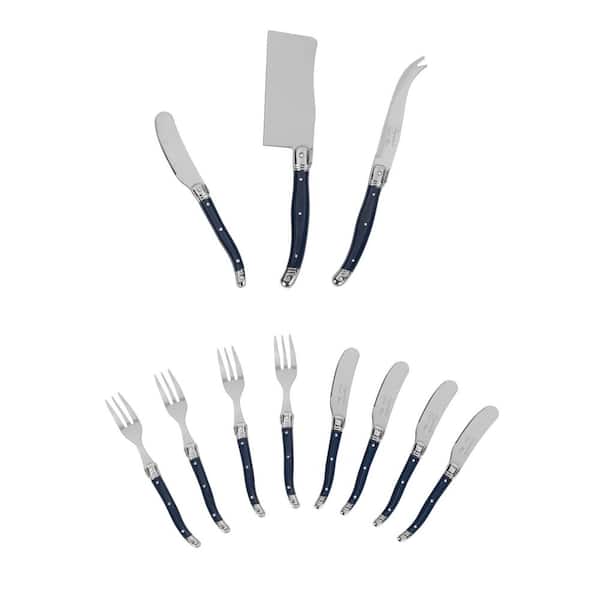 French Home Laguiole Ultimate 11-Piece Stainless-Steel Charcuterie Set with Navy Handles
