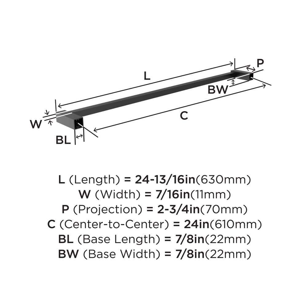 Monument Matte Black 24-Inch Wall Mounted Towel Bar