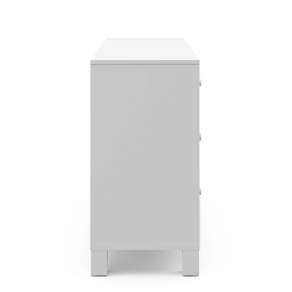 White Wood 6-Drawer Nursery Dresser with Safety Features