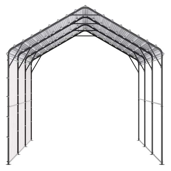 Heavy Duty Metal Carport, 10 ft. x 15 ft. Outdoor Carport with Galvanized Steel Frame and Roof, Car Tent Garage Shade