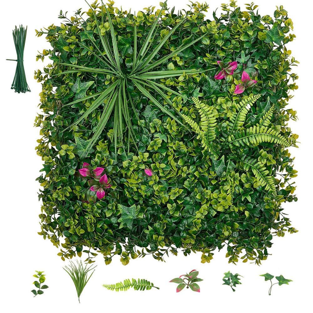 Artificial Plant Wall, 20 in. W x 2.76 in. H Green Plastic Privacy 16-Pack Boxwood Panels, Backdrop Hedge 2025 update price history on PriceWatchPro