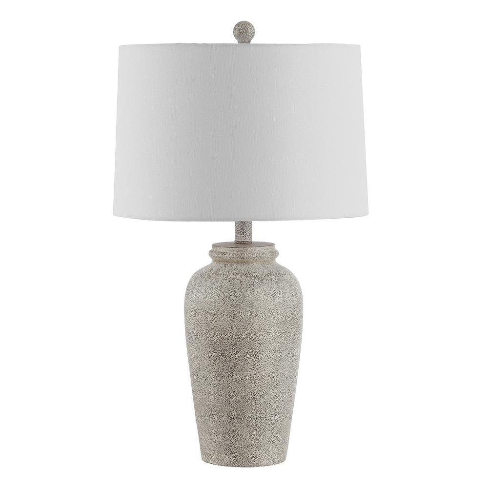 Antique White Textured Ceramic Table Lamp with Drum Shade