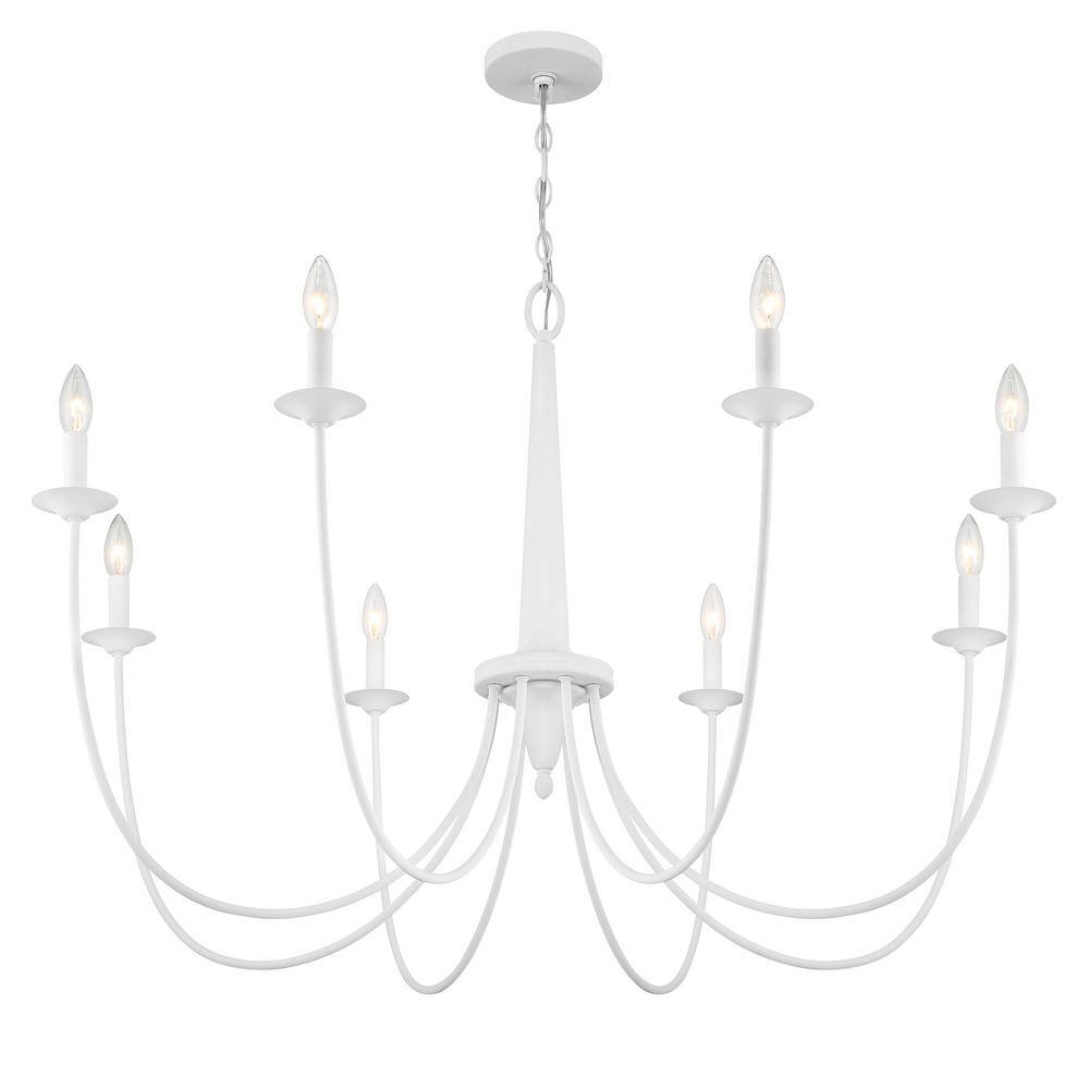 Bisque White 8-Light Metal Candle Chandelier