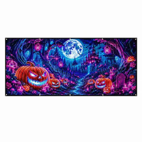 Justincity UV Reactive Halloween Outdoor Garage Door Banner Cover