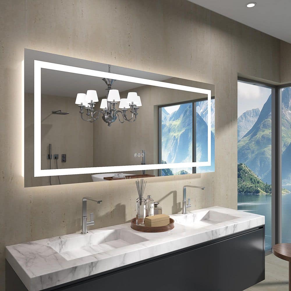 60 in. W x 28 in. H Rectangular Frameless LED Wall Mounted Bathroom Vanity Mirror price history on PriceWatchPro