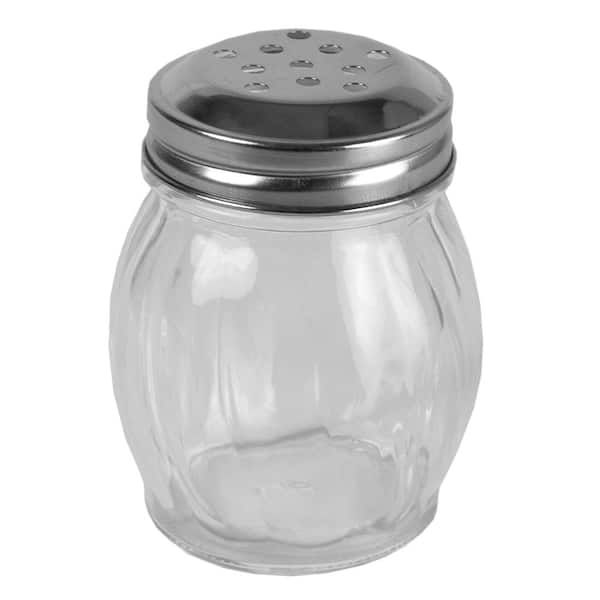 Home Basics Bulb Shape Swirl Glass Countertop Size Cheese & Spice Condiment Shaker with Stainless Steel Twist-On Lid