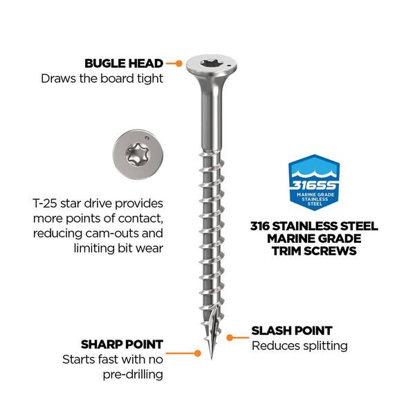 CAMO 2 in. #9 316 Stainless Steel Premium Star Drive Bugle-Head Deck Screws (1750-Count)