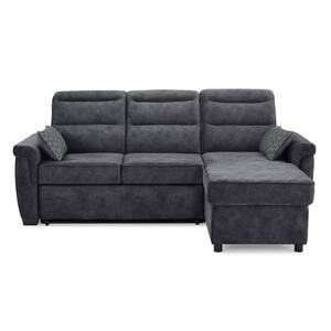 Serta 2-Piece Dark Grey Miles Multifunctional L-Shaped Sectional Sofa with Wood Legs