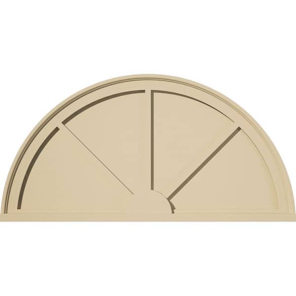38 in. W x 19 in. H x 2 in. P Half Round 3 Spoke Signature Urethane Pediment, Primed Tan