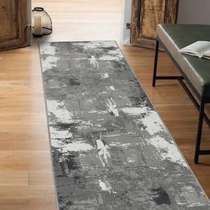 Alpine 3 ft. X 10 ft. Ivory, Gray Abstract Area Rug