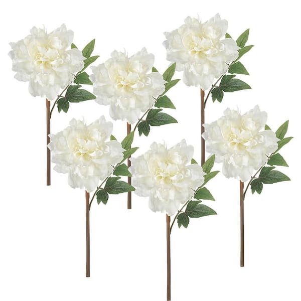 A & B Home 14 in. White Artificial Assorted Flowers Floral Arrangements