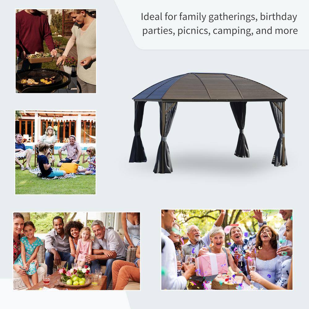 Outsunny 10' x 13' Hardtop Gazebo with Steel Roof and Curtains