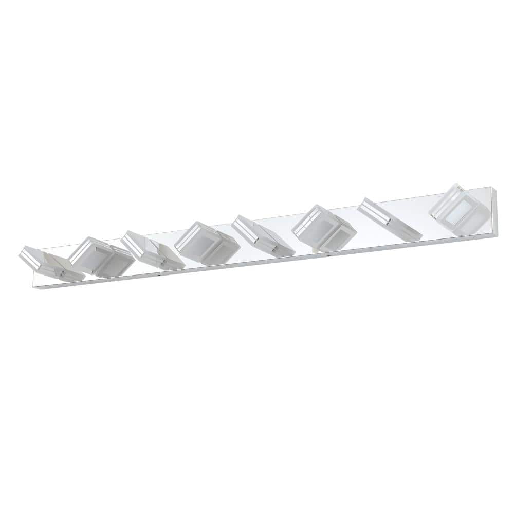 52 in. 8-Light Chrome Dimmable LED Vanity Light Fixture Modern Wall Sconce Over Mirror with Acrylic Shade price history on PriceWatchPro