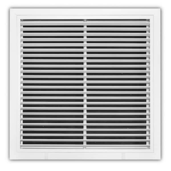 Everbilt 20 in. x 20 in. Aluminum Fixed Bar Return Air Filter Grille in White