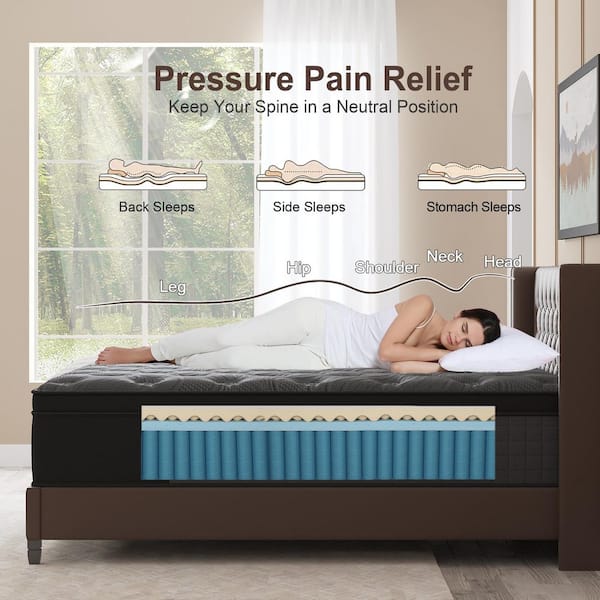 King Medium Firm Hybrid 14 in. Euro Top Support and Bed-in-a-Box Mattress