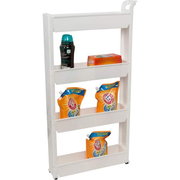 4-Tier Plastic Slim Slide Out Storage Tower Shelving Unit (4.7in. W x 43in.  H x 21in. D)