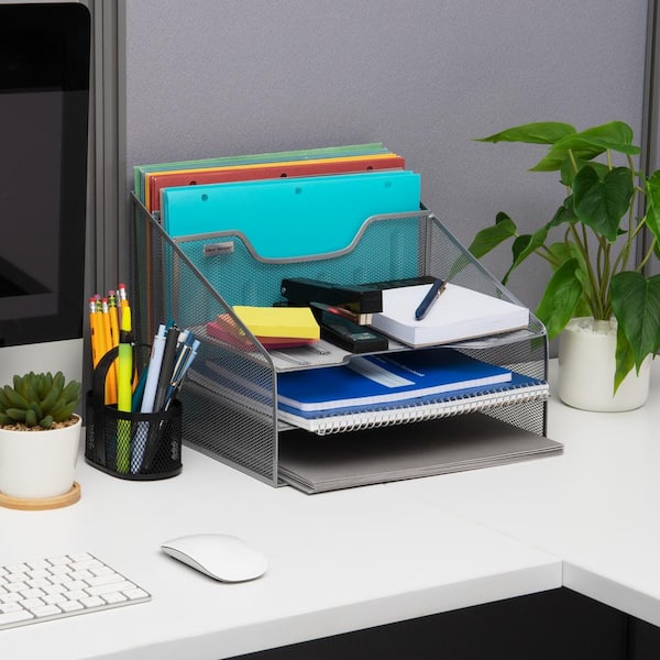mDesign Deep Plastic Office Storage Bins with Handles for Organization in  Filing Cabinet, Closet, or Desk Drawers, Organizer for Notes, Pens,  Pencils