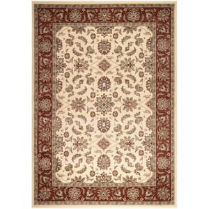 Como Ivory/Brick 8 ft. x 11 ft. Traditional Oriental Floral Area Rug