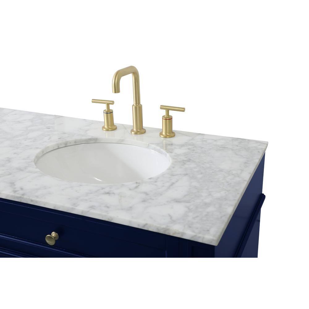 Blue Double Freestanding Bathroom Vanity with Marble Top