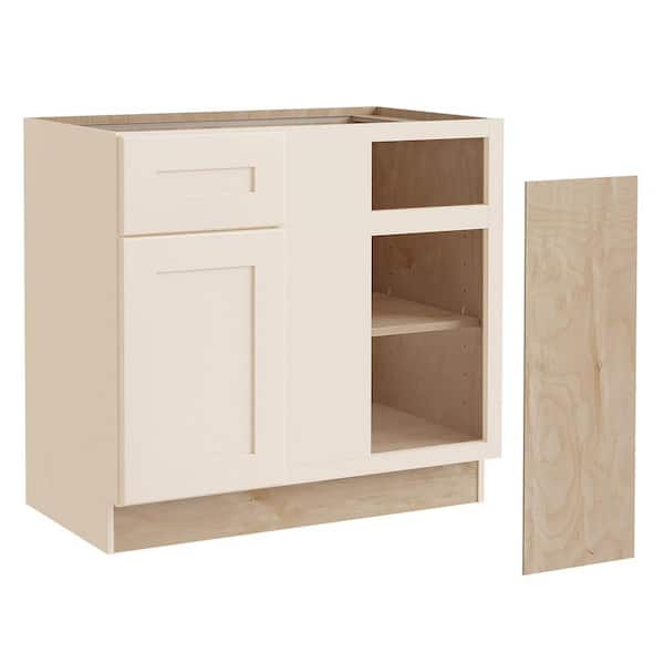 Newport 36 in. W x 24 in. D x 34.5 in. H Assembled Plywood Blind Base Kitchen Cabinet in Blended Cream with Soft Close R