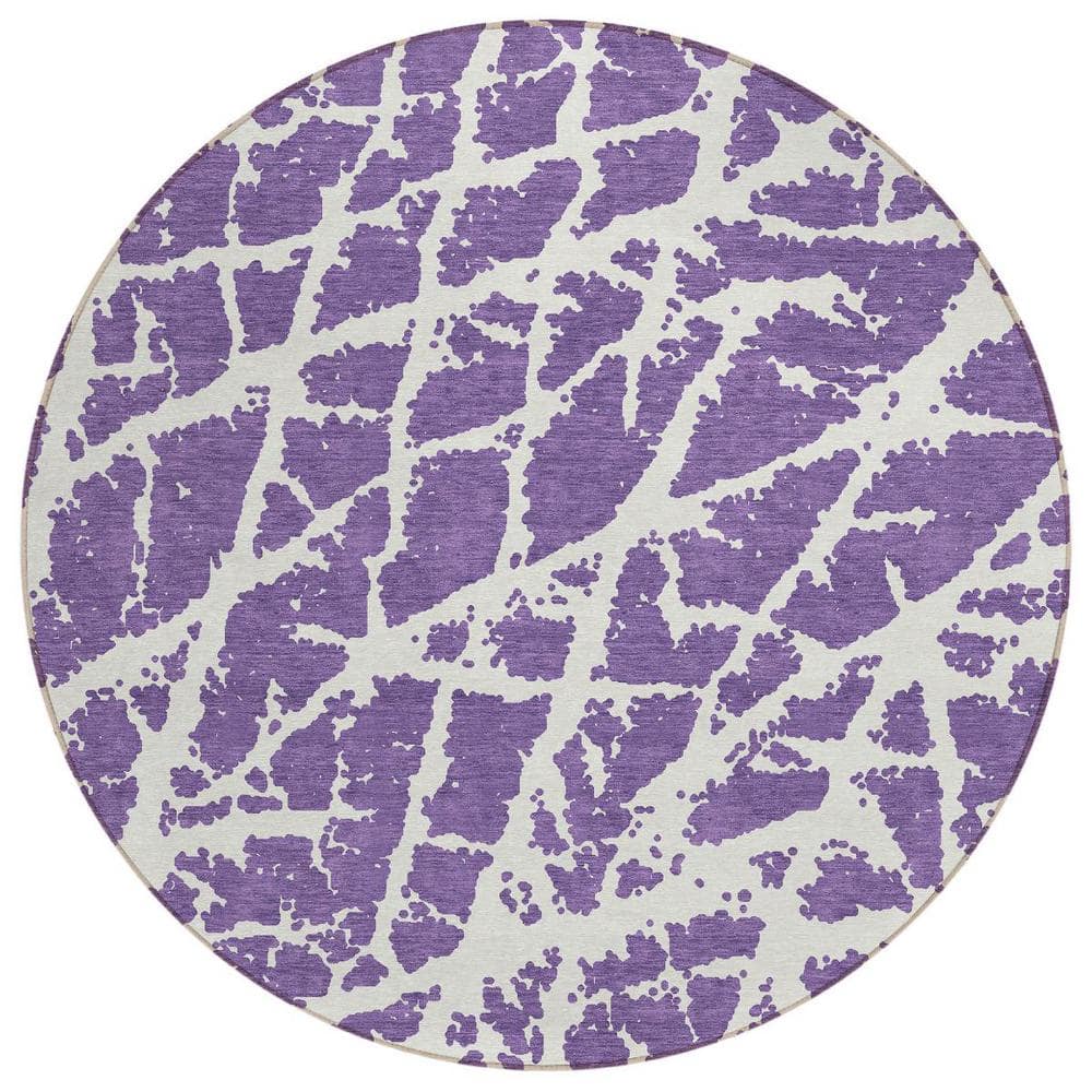 Purple and White 8 ft. Round Abstract Indoor / Outdoor Area Rug price history on PriceWatchPro