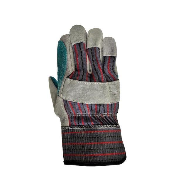 G & F 5215l-5 Premium Suede Double Palm & Index Finger Work Gloves with 2 & 1/2 Rubberized Safety Cuff, 5 Pair Pack