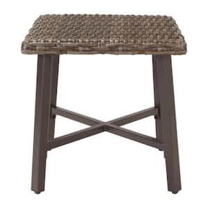 Rock Cliff 18 in. x 18 in. Steel Outdoor Side Table with Wicker Top