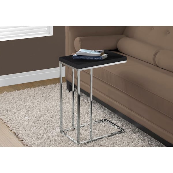 Unbranded Espresso Accent Table with Chrome Metal