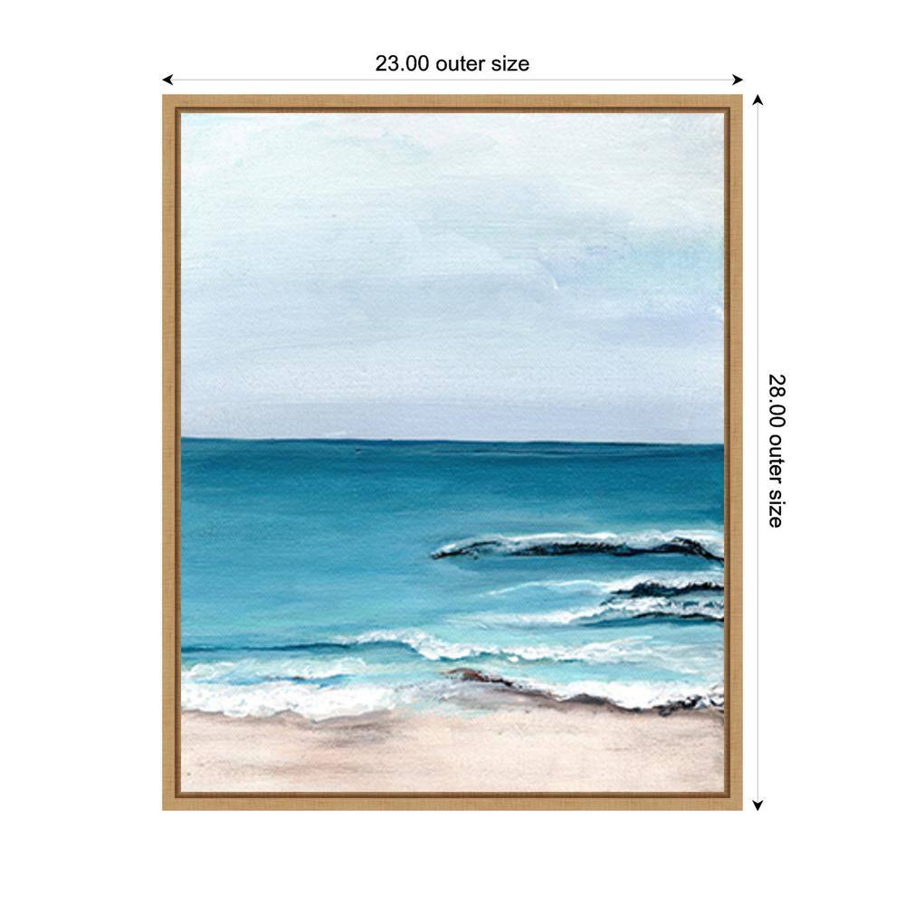 Oceanside View I Coastal Canvas Print with Maple Frame