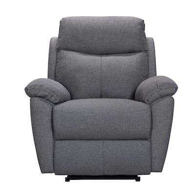Modern Light Grey Electric Linen Power Recliner Chair With USB Charging Port and Pillow Top Arms
