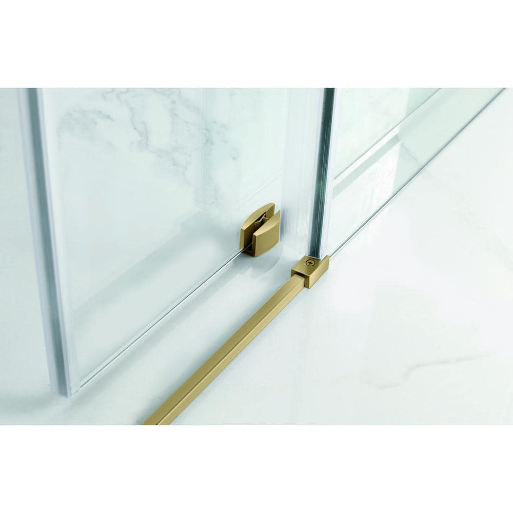 Langham XL 60" Brushed Gold Frameless Sliding Shower Door
