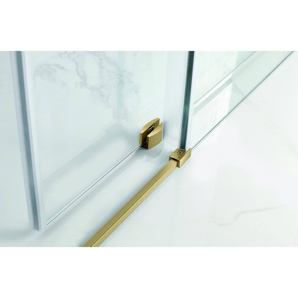 Coraline XL Frameless Clear Glass Sliding Shower Enclosure with Brushed Gold Finish