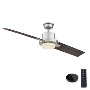 Radley 60 in. LED Brushed Nickel Ceiling Fan with Light and Remote Control works with Google and Alexa