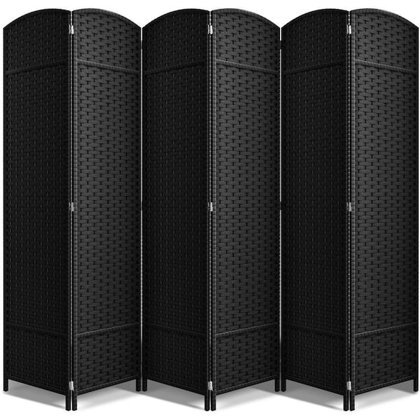 6-Panel Room Divider 6 ft. Tall, Extra Wide Double Hinged Privacy Screen Panels, Partition Room Dividers, Black Solid