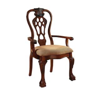Cherry Fabric Arm Chair with Wooden Frame (Set of 2)