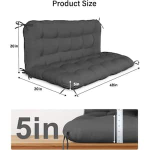 48 in. x 40 in. Dark Grey Replacement Outdoor Porch Swing Cushion with Backrest