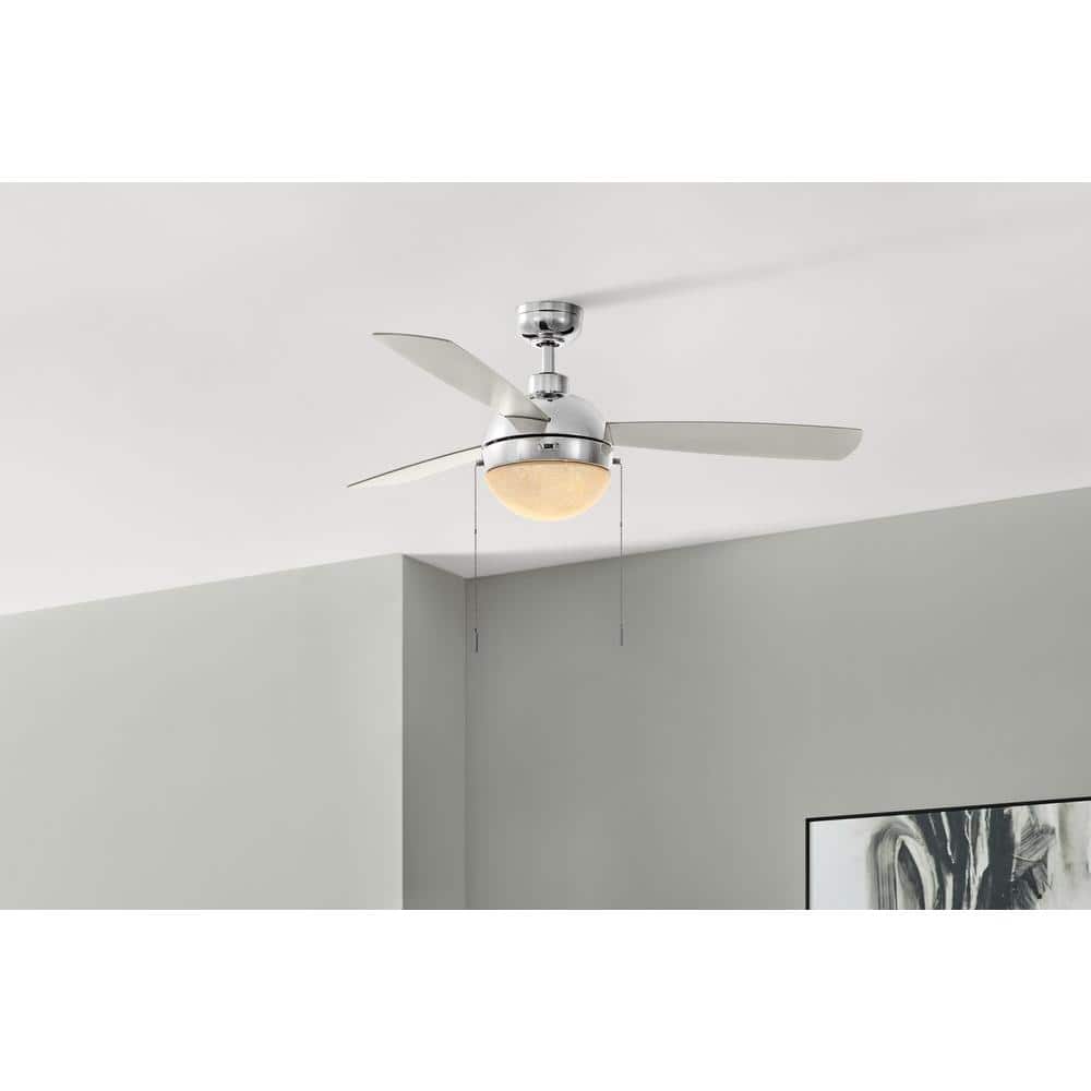 Hampton Bay Cleo 48 in. LED Indoor Chrome Ceiling Fan with Light