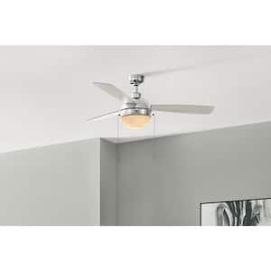 Cleo 48 in. LED Indoor Chrome Ceiling Fan with Light and Pull Chains Included