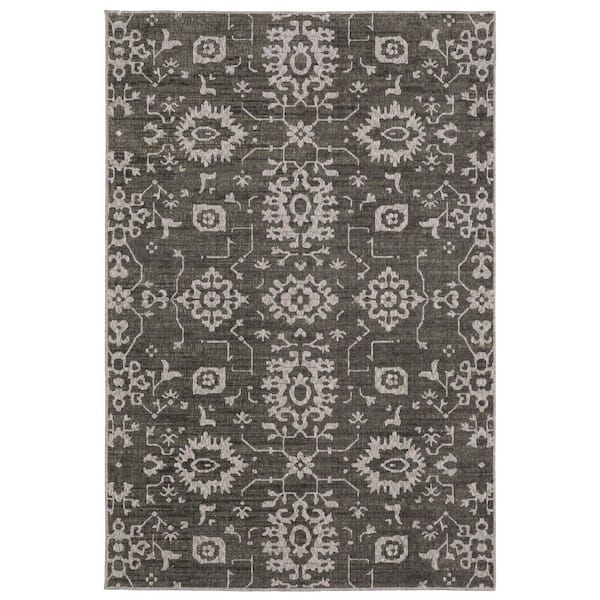 8 X 11 Gray, Ivory Oriental Washable Area Rug Runner Rug